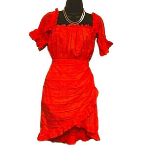 Venus Orange Off Shoulder Eyelet Dress Size 10 NWOT